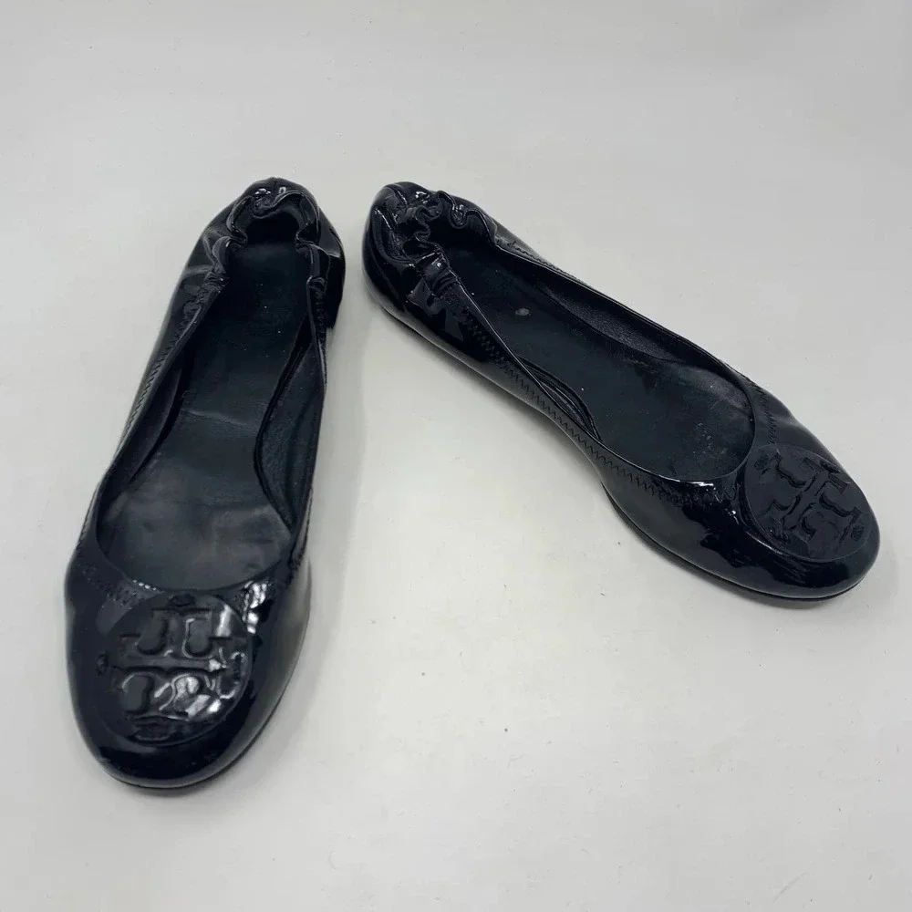 Tory Burch‎ Reva Classic Patent Leather Ballet Flats Black Size US 7.5